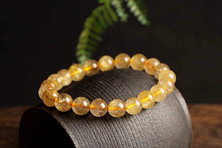 Gold Hair Crystal Bracelet Beaded Women's Natural Titanium Crystal Hair Crystal Hand String Jewelry