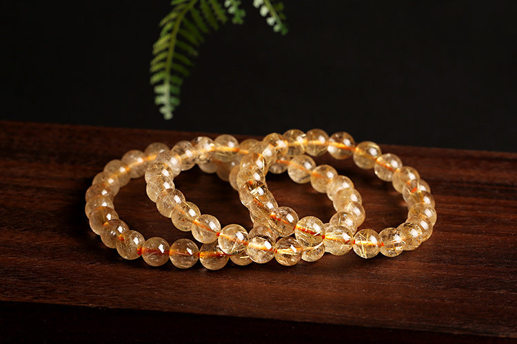 Gold Hair Crystal Bracelet Beaded Women's Natural Titanium Crystal Hair Crystal Hand String Jewelry