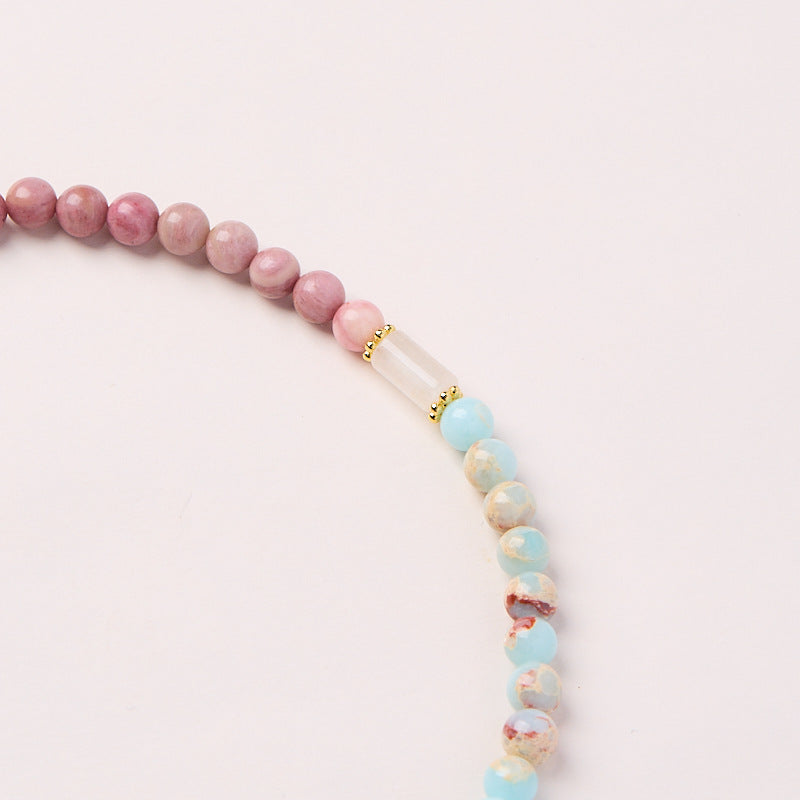 New Chinese style Shoushan Stone Double Circle Bracelet Women's Redwood Pattern Stone Lotus Crown Double Circle
