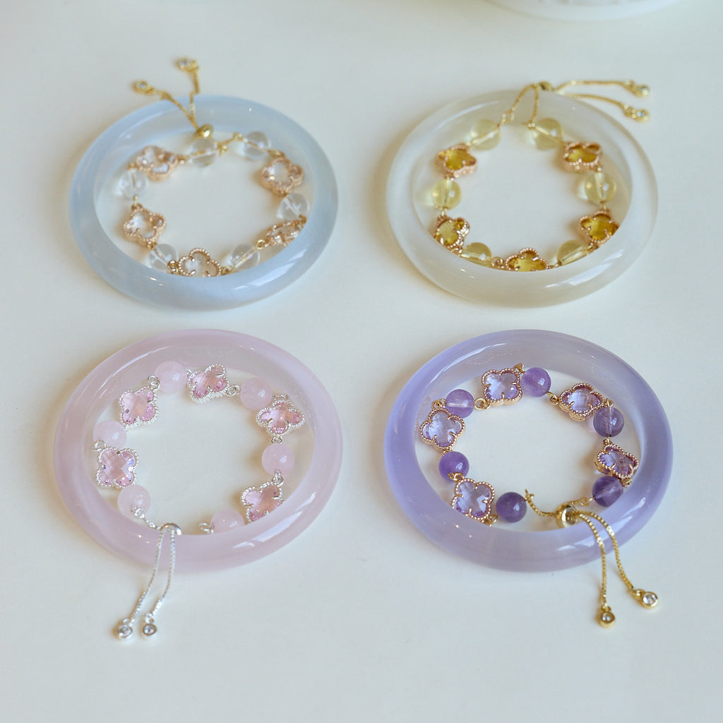 Natural White Crystal Bracelet Beads for Women in the Year of the Horse