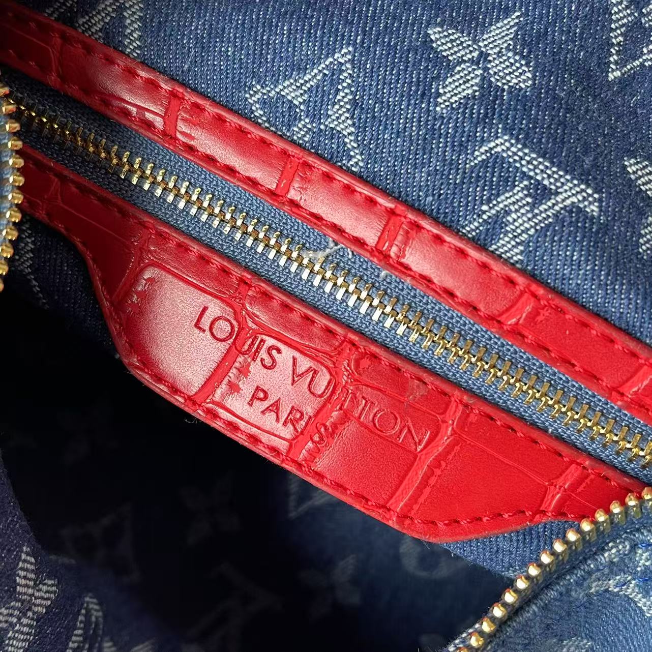 146PE57B Popular denim material+leather bag