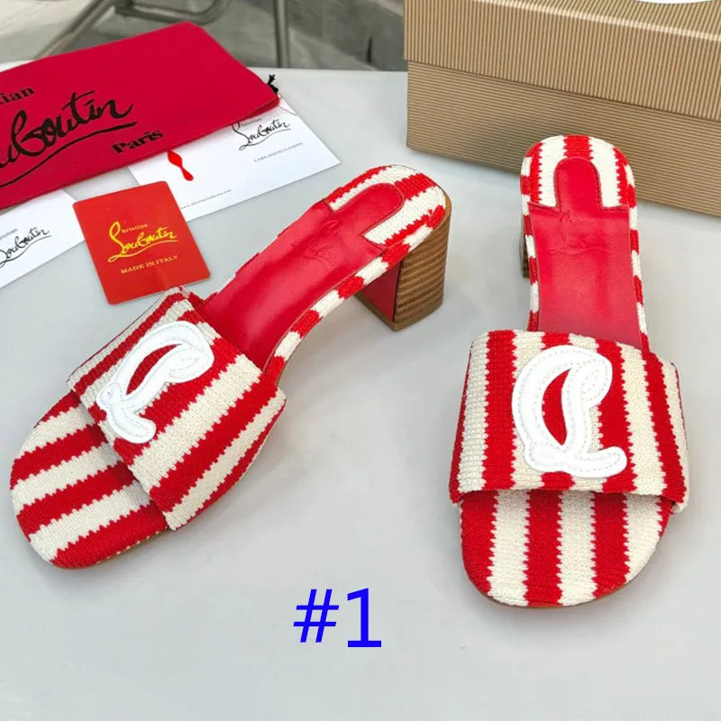 JXA9Z Popular leather + knitted heels