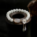 Original Natural Jade Bracelet 14K Gold Hanging Natural Shell Flower Jade Water Drop Jewelry