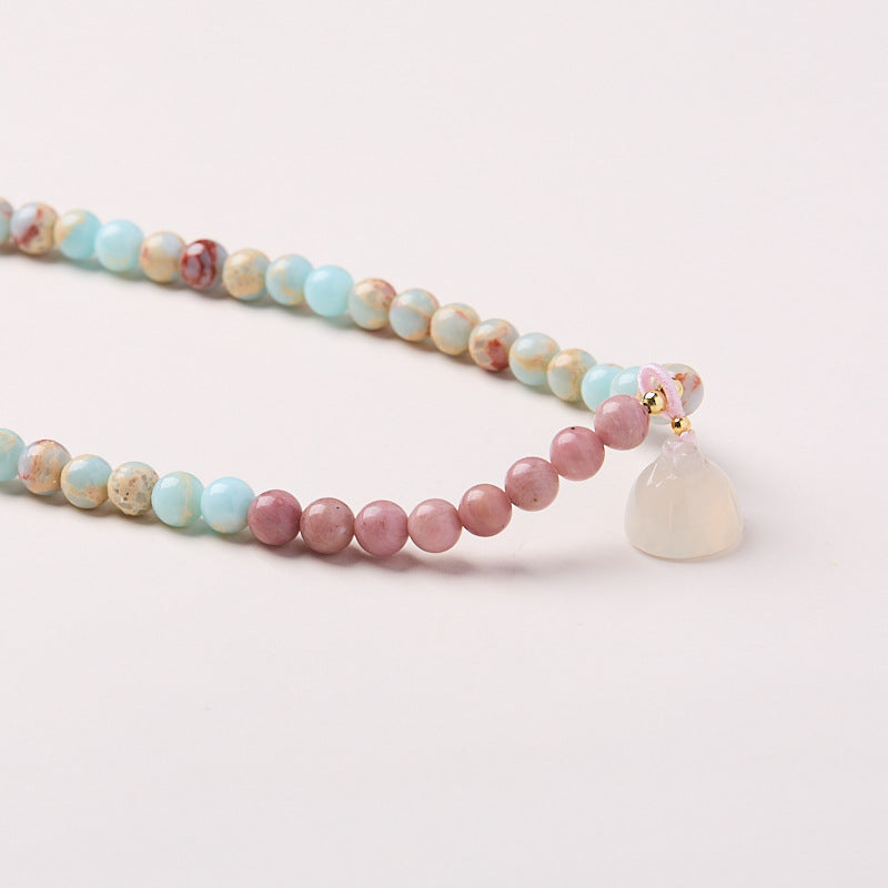 New Chinese style Shoushan Stone Double Circle Bracelet Women's Redwood Pattern Stone Lotus Crown Double Circle