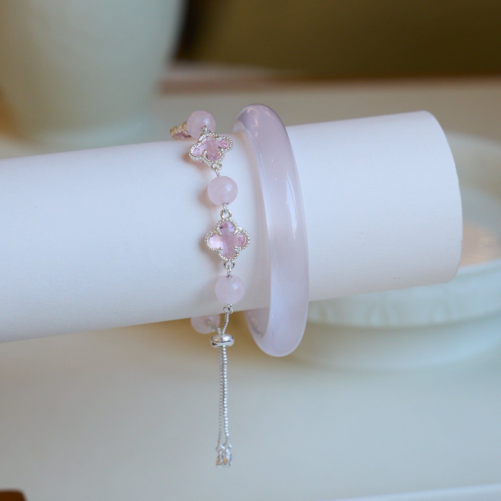 Natural White Crystal Bracelet Beads for Women in the Year of the Horse