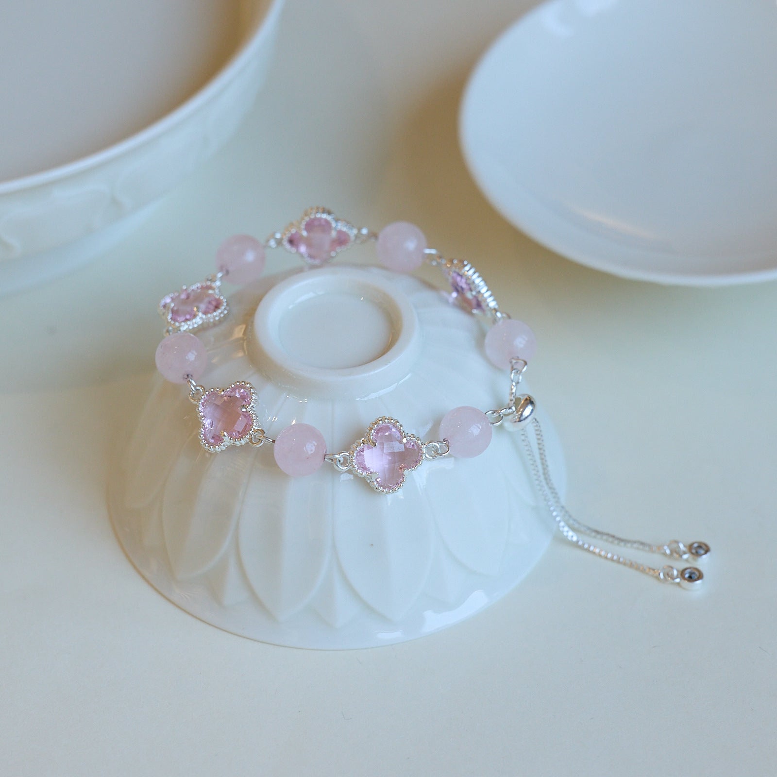 Natural White Crystal Bracelet Beads for Women in the Year of the Horse