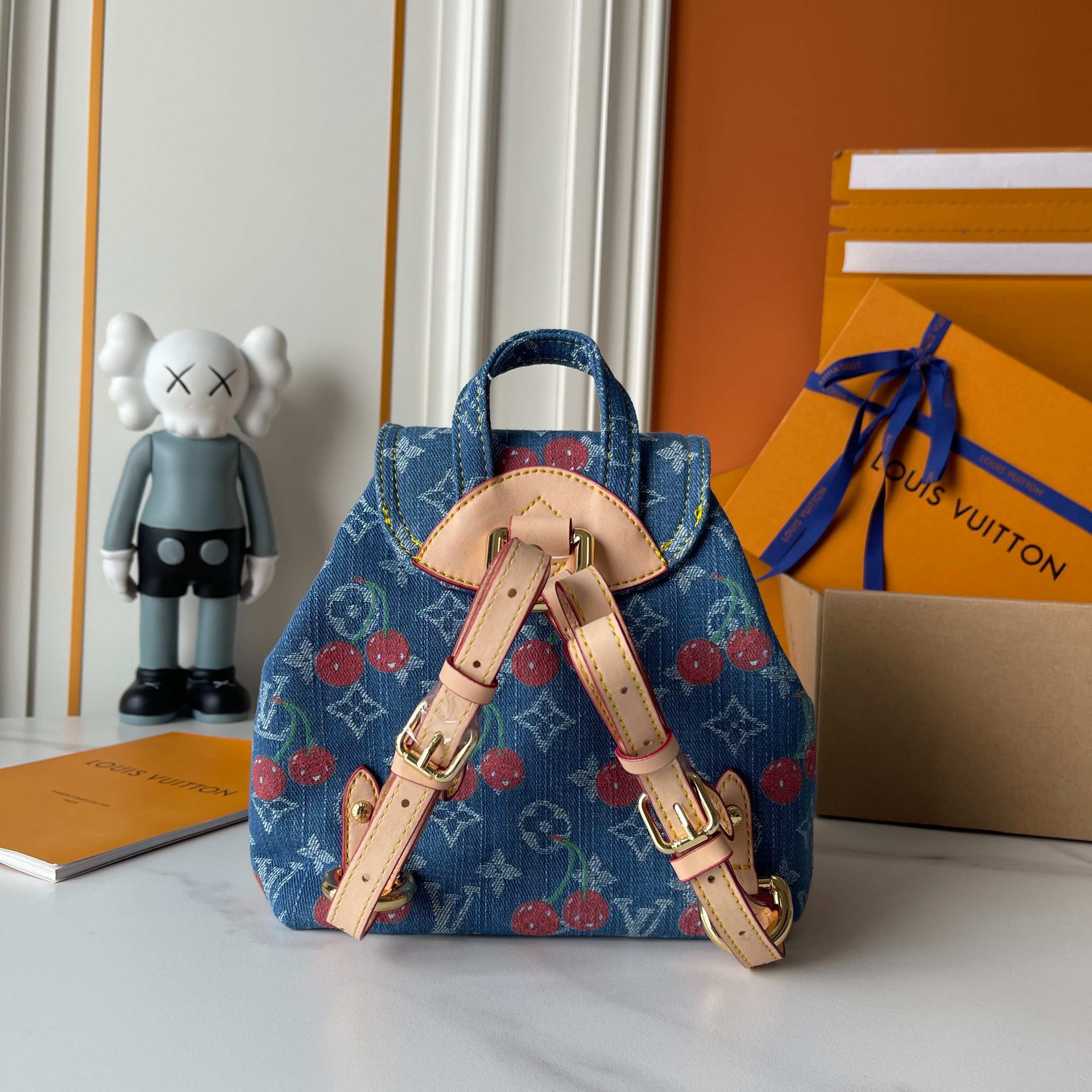 146PE58B Popular denim material+leather bag