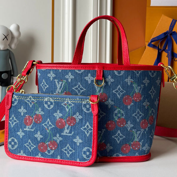 146PE56B Popular denim material+leather bag