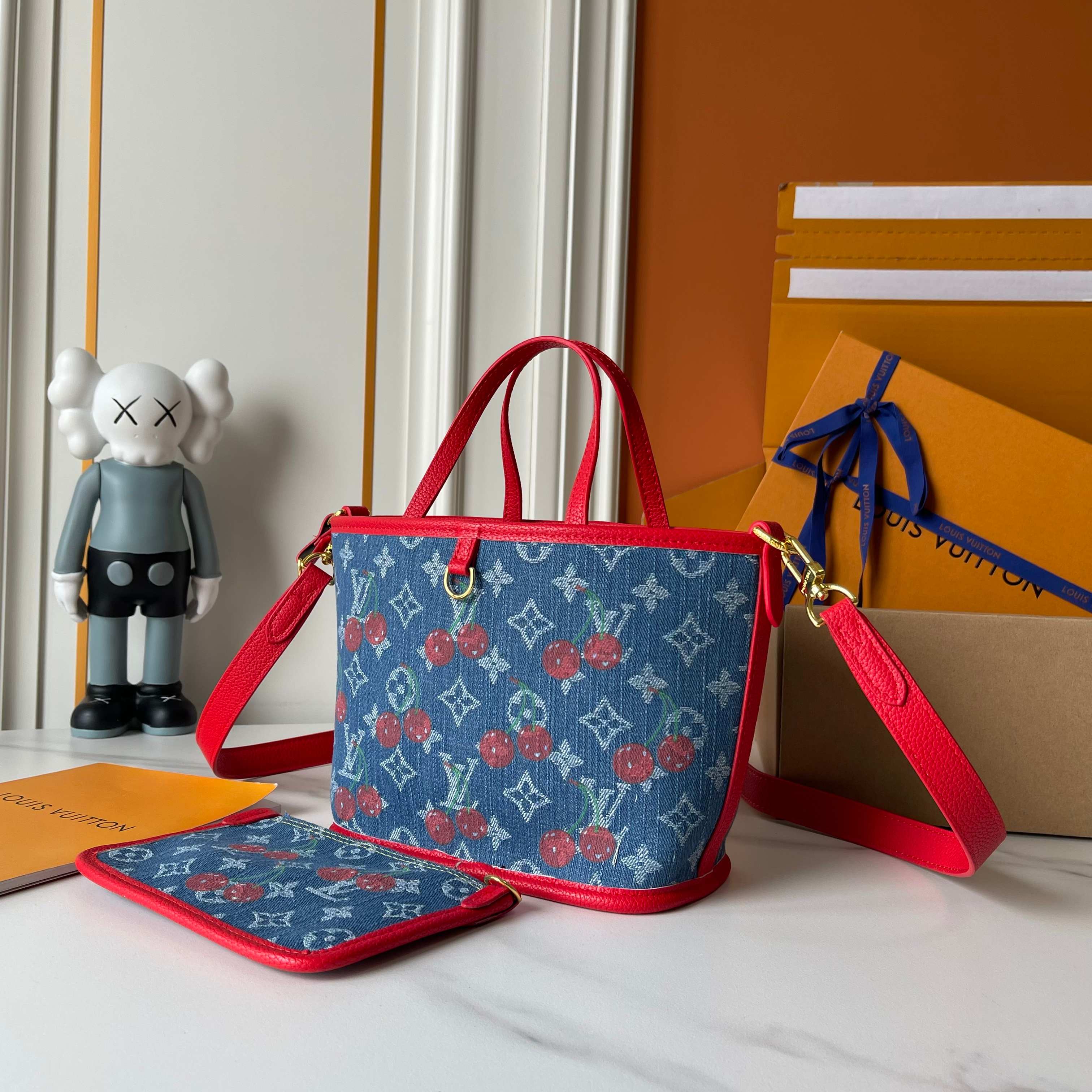 146PE56B Popular denim material+leather bag