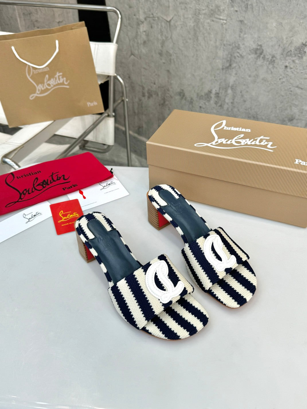 JXA9Z Popular leather + knitted heels