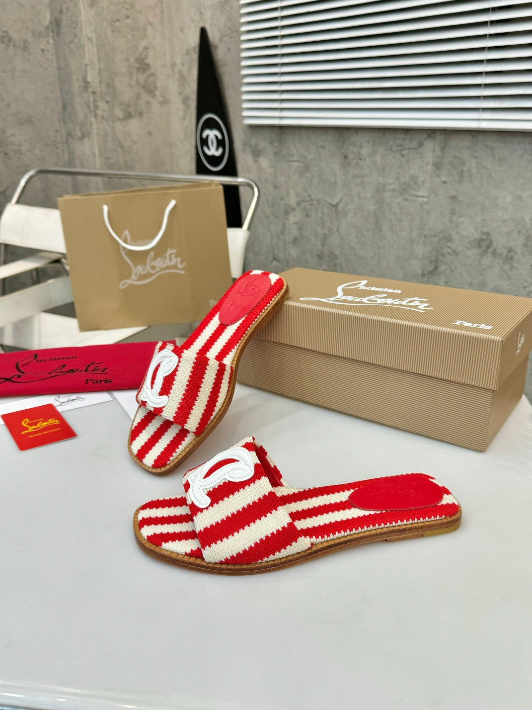 JXA10Z Popular leather + knitted sandals