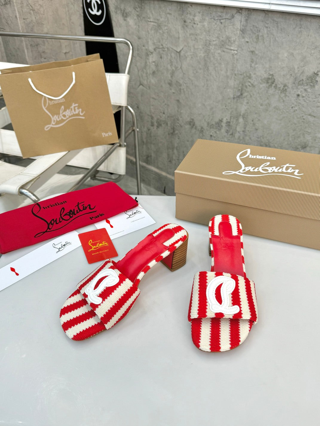 JXA9Z Popular leather + knitted heels