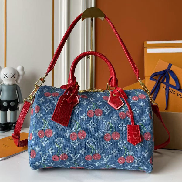 146PE57B Popular denim material+leather bag