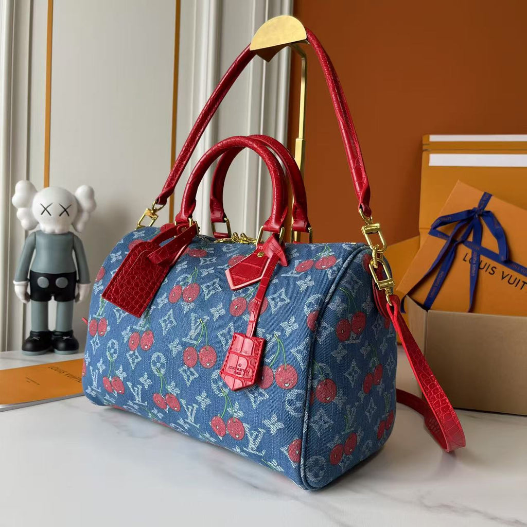 146PE57B Popular denim material+leather bag
