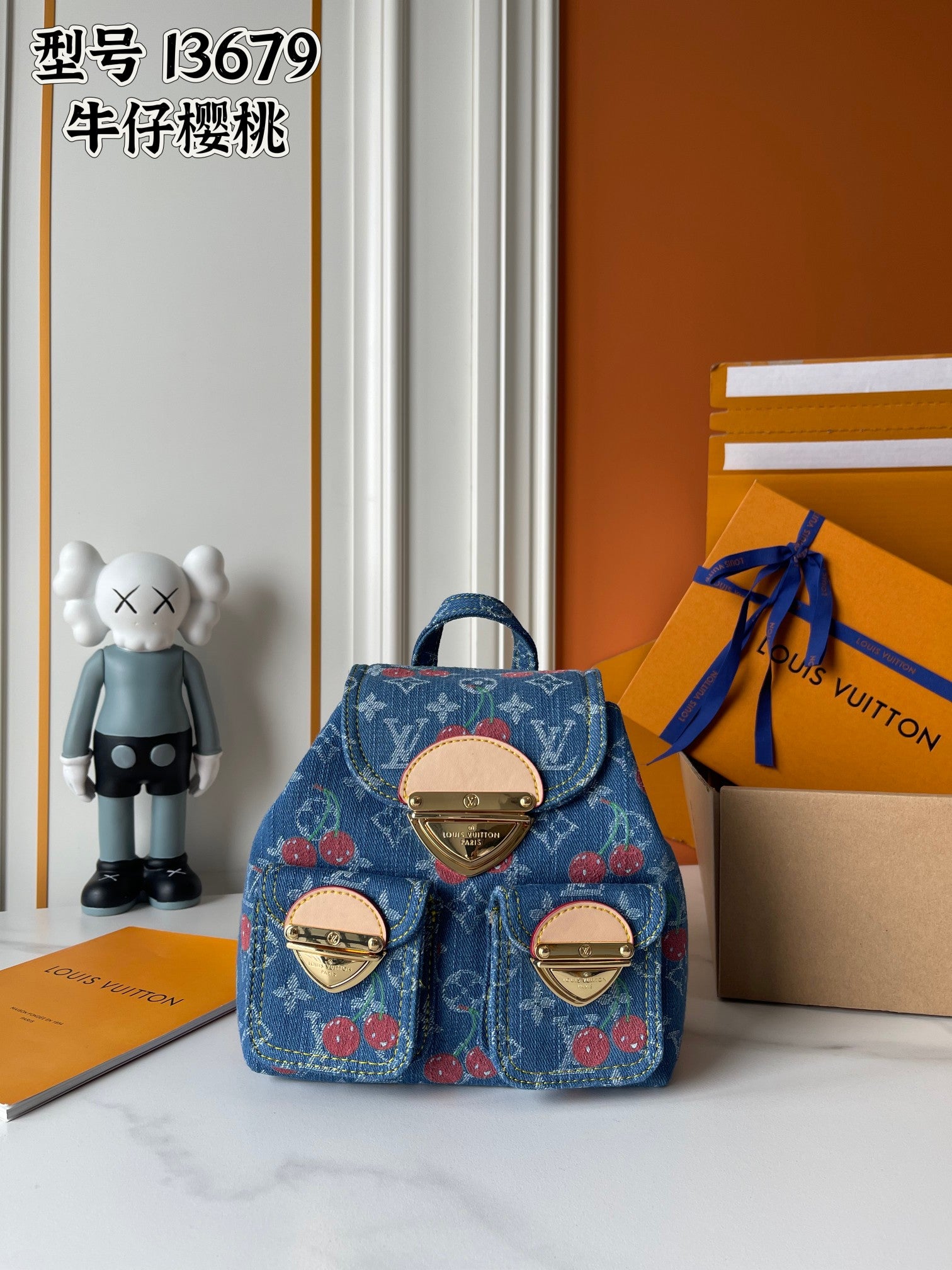146PE58B Popular denim material+leather bag