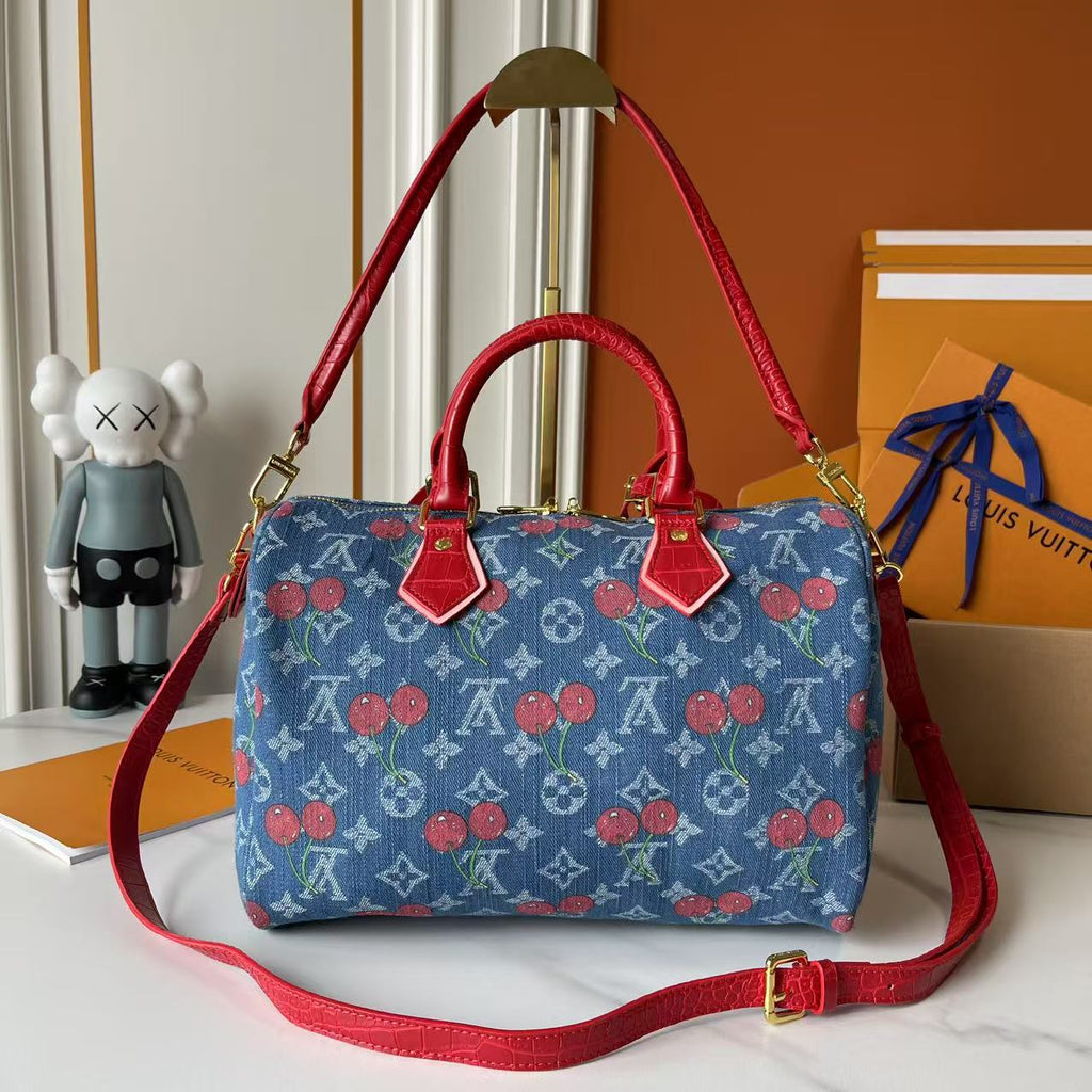 146PE57B Popular denim material+leather bag