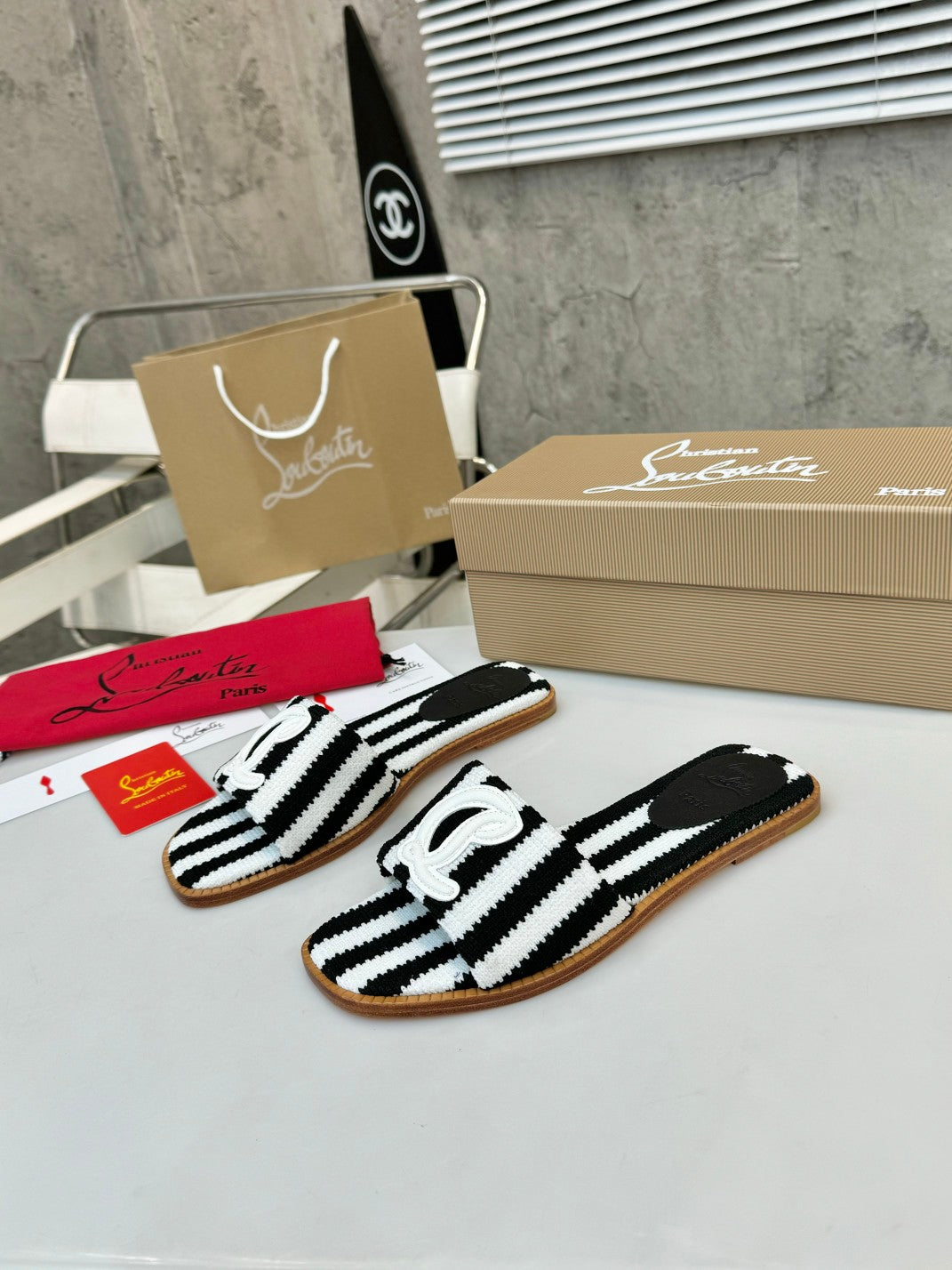 JXA10Z Popular leather + knitted sandals