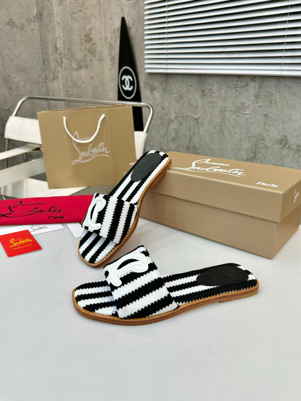 JXA10Z Popular leather + knitted sandals