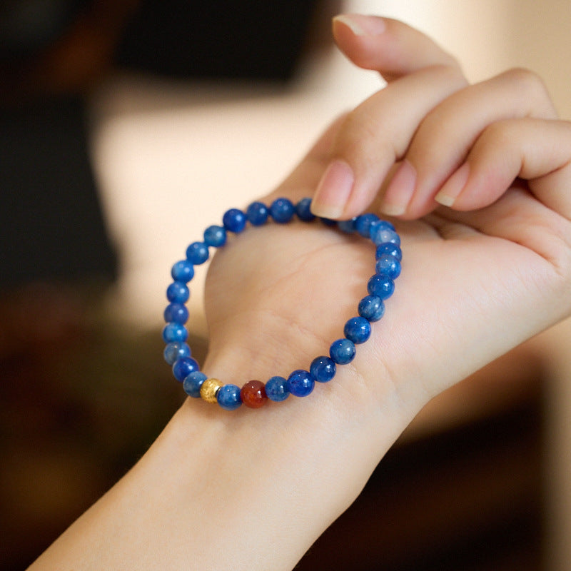 138New Chinese style Chinese style bracelet, women's natural Bodhi tiger eye stone, blue crystal