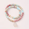 New Chinese style Shoushan Stone Double Circle Bracelet Women's Redwood Pattern Stone Lotus Crown Double Circle