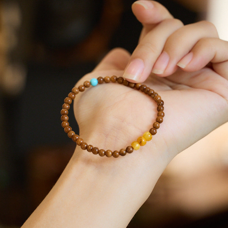 138New Chinese style Chinese style bracelet, women's natural Bodhi tiger eye stone, blue crystal