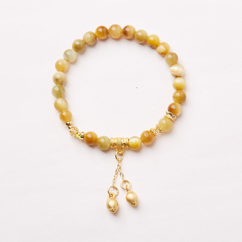 138New Chinese style Chinese style bracelet, women's natural Bodhi tiger eye stone, blue crystal