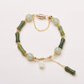 New Chinese style bamboo bracelet, agate heart sutra crystal bracelet, simple Chinese style, good luck couple souvenir jewelry wholesale