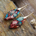 New Bohemian Emperor Stone Leaf Pendant Earrings, European and American Popular Ins Jewelry Accessories