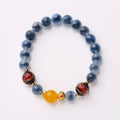 Natural Blue Sugary Heart Agate Bracelet for Women Four-Leaf Clover Sugary Heart Agate Retro Handcrafted Jewelry