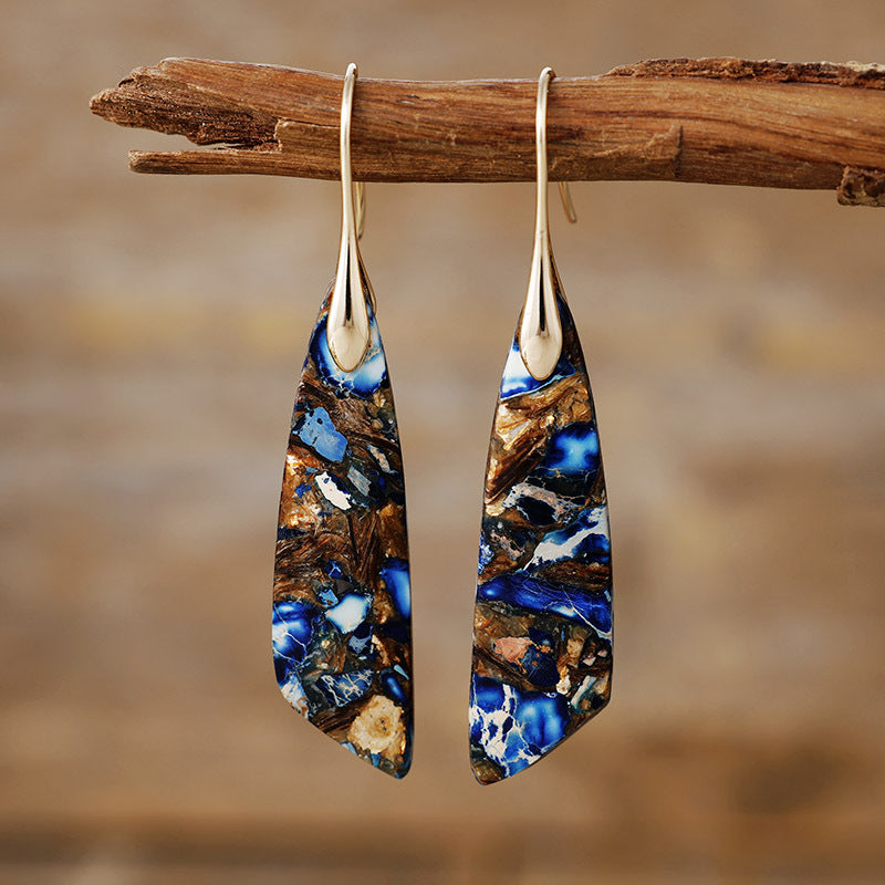 26Bohemian Emperor Stone Geometric Pendant Earrings Earrings European and American Popular Natural Stone Jewelry