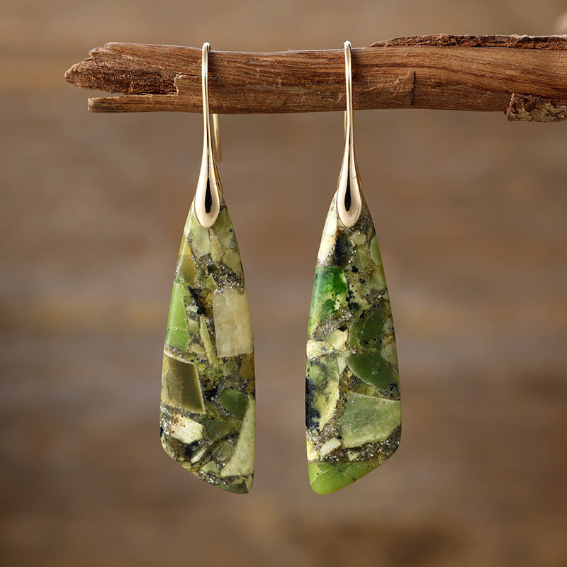 26Bohemian Emperor Stone Geometric Pendant Earrings Earrings European and American Popular Natural Stone Jewelry