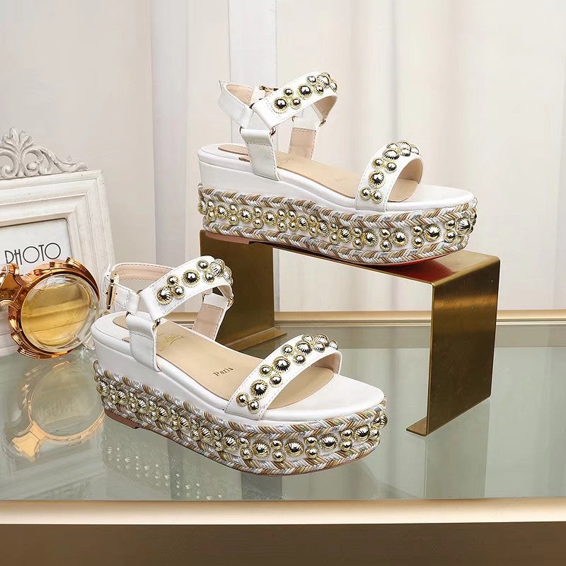 J4A49Z Popular leather High heels 6.5cm