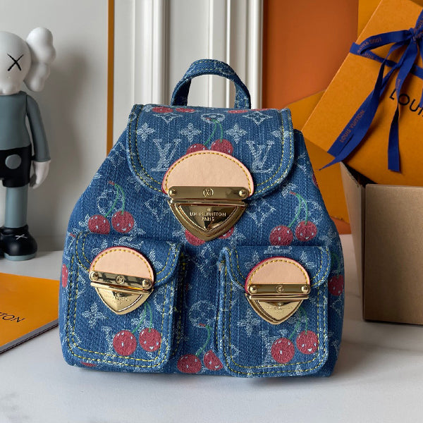 146PE58B Popular denim material+leather bag