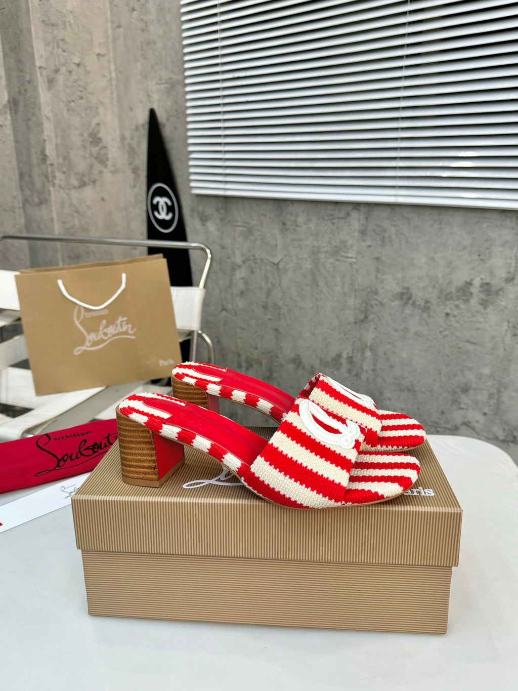 JXA9Z Popular leather + knitted heels