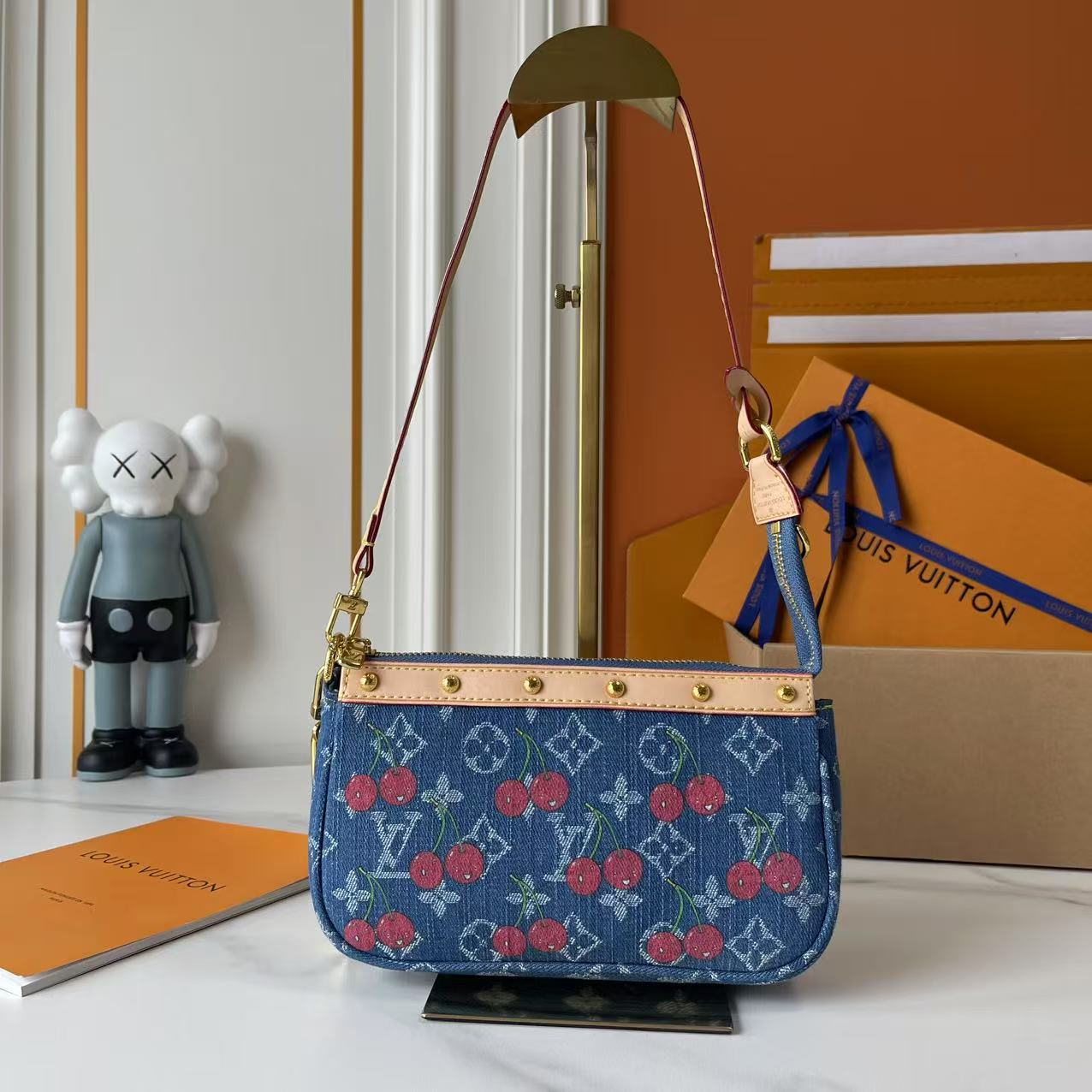146PE59B Popular denim material+leather bag