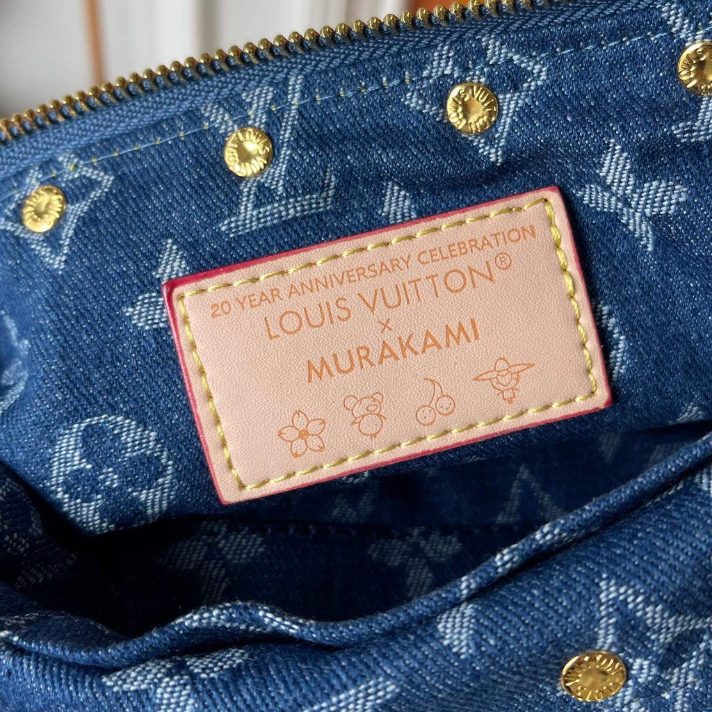 146PE59B Popular denim material+leather bag