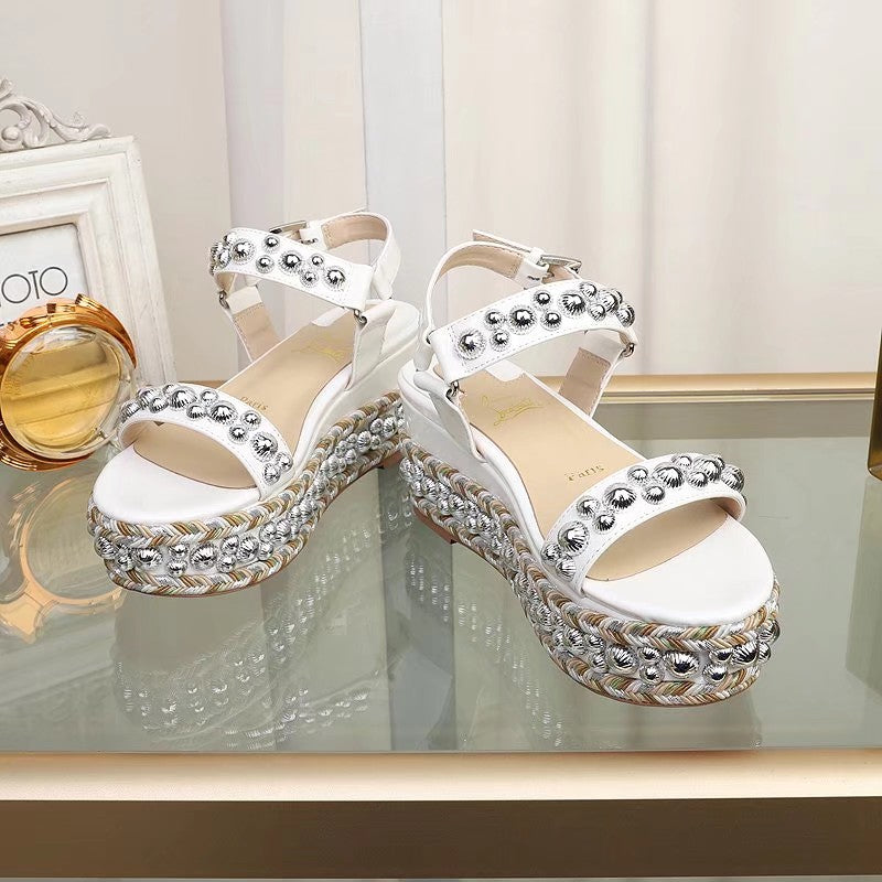 J4A49Z Popular leather High heels 6.5cm